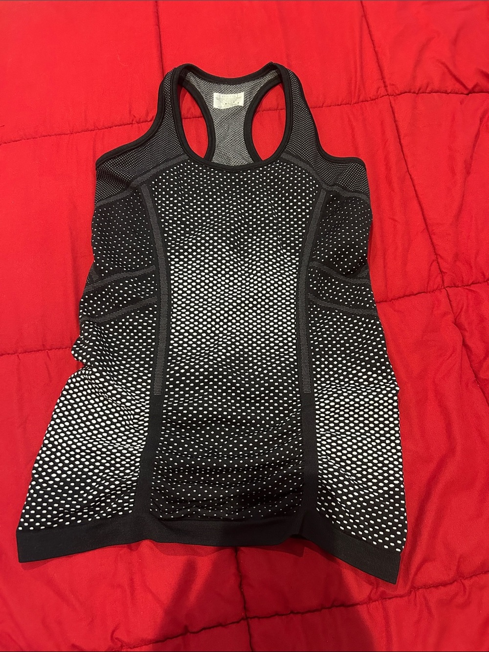 Athleta Black and White Mesh Racerback Tank Top